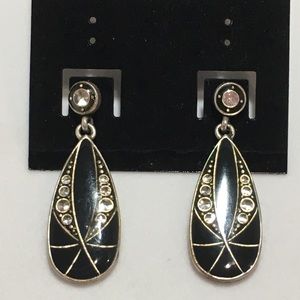 Black and Silver Earrings with Rhinestones